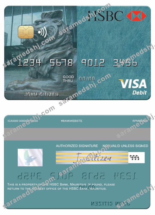 Mauritius HSBC Bank visa debit card